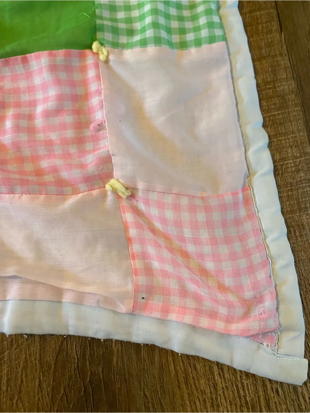 Vintage Handmade Pastel Gingham Patchwork Quilt
